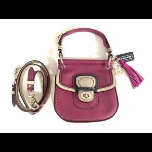 COACH Willis Purple Color block Mini Crossbody Purse Plum Taupe LIMITED EDITION
